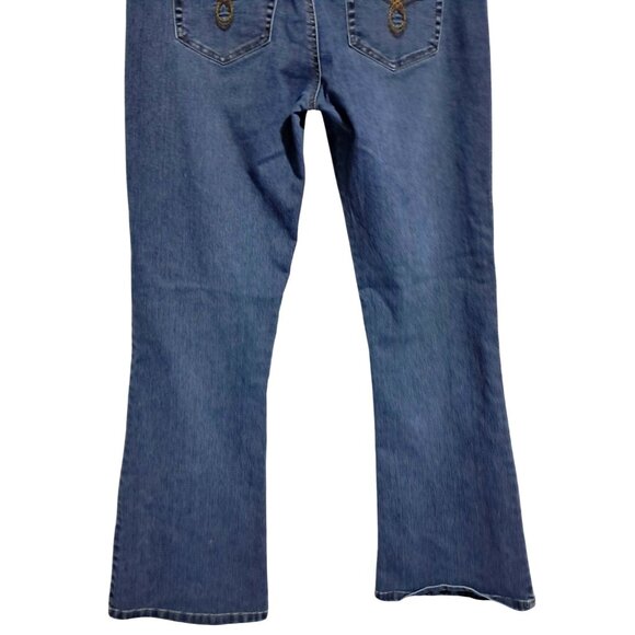 Y2K Roxy Low Rise Stretch Flare Jeans Double Fabric Heart + Heart Button Sz13 Ea - Picture 5 of 8